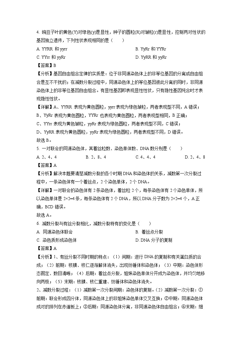 新疆墨玉县2023-2024学年高一下学期期中考试生物试卷(解析版)第2页