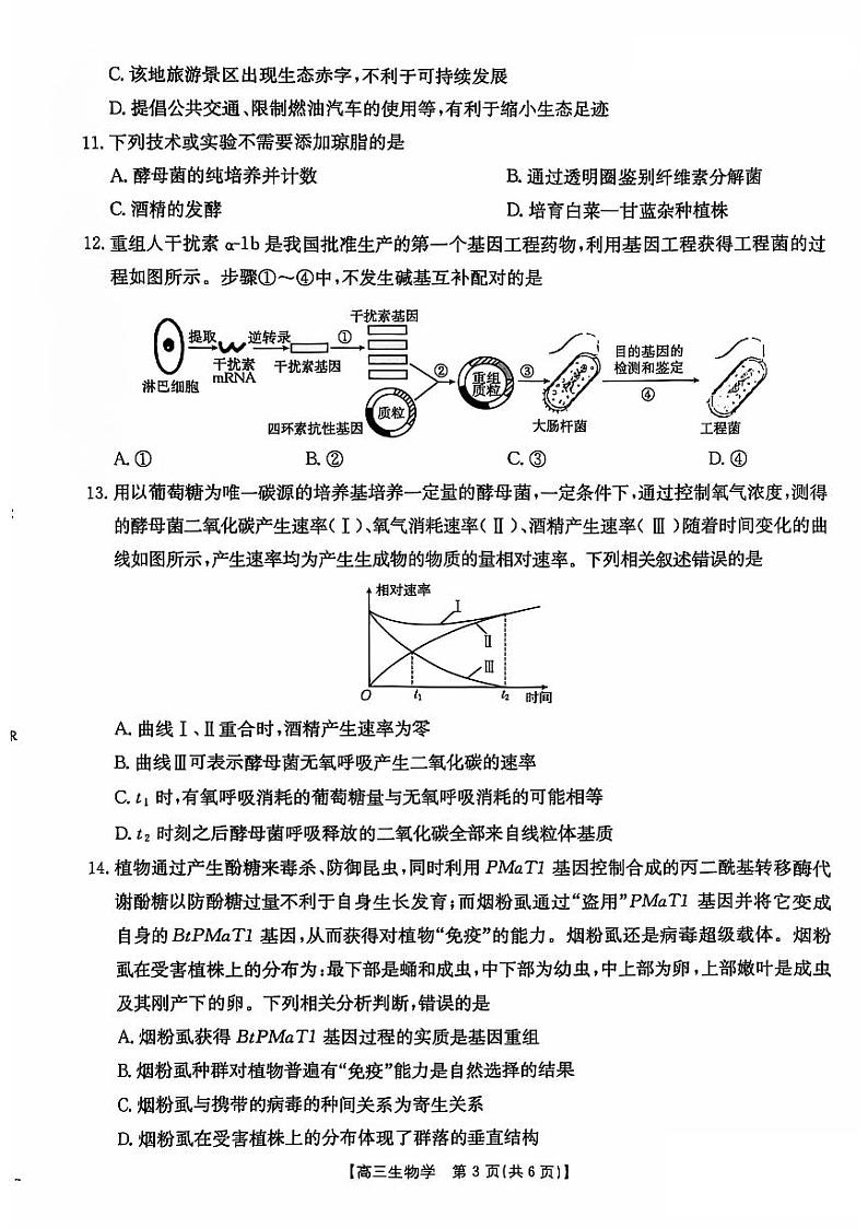 广西2025届高三10月七市联考生物试卷第3页
