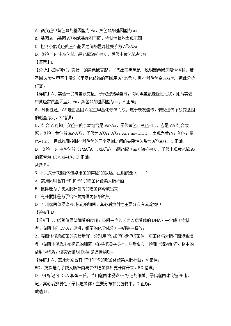 黑龙江省齐齐哈尔市八校联考2022-2023学年高一下学期期末生物试卷(解析版)第2页