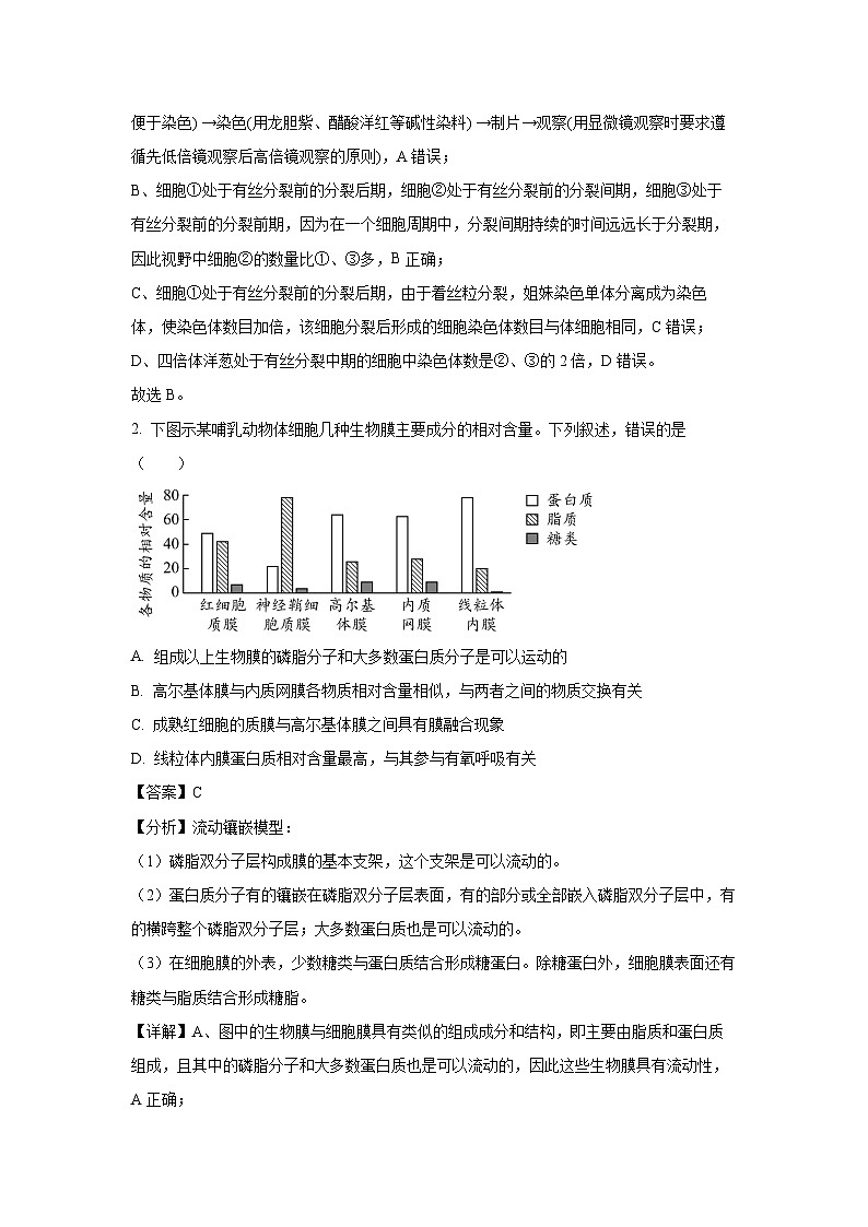 2024届广东省广州市普通高中毕业班高三下学期冲刺训练题(一)生物试卷(解析版)第2页