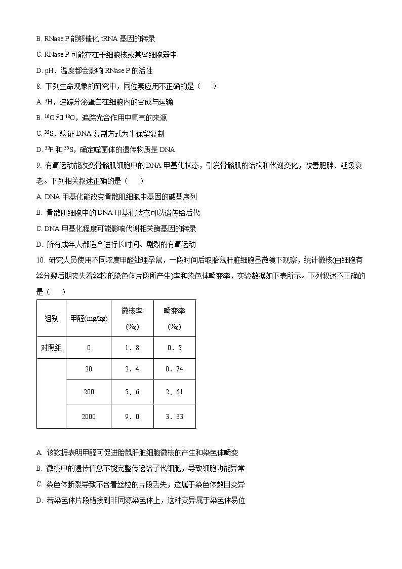 北京市师范大学第三附属中学2024-2025学年高三上学期10月月考生物试题（Word版附解析）03