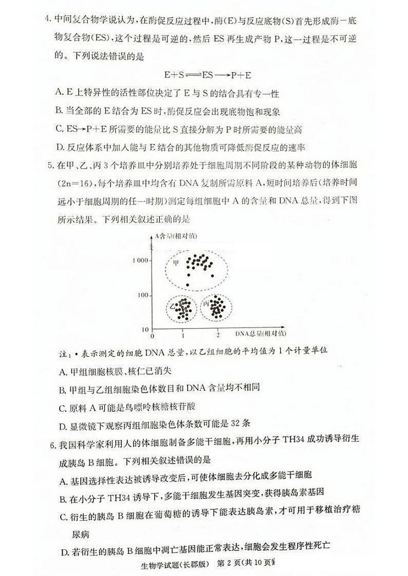 2025届湖南省”炎德英才“长郡中学高三上学期10月月考-生物试卷+答案第2页