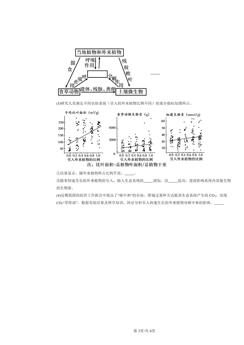 2022～2024北京重点校高二下学期期中真题生物分类汇编：生态系统的物质循环第3页