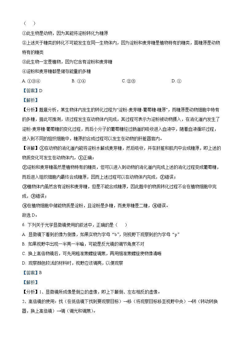 河南省驻马店市经济开发区2024-2025学年高一上学期10月月考生物试题  Word版含解析第3页