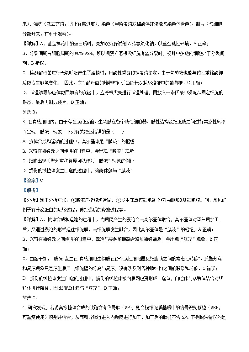 四川省自贡市第一中学校2024-2025学年高三上学期10月考试生物试题 Word版含解析第2页