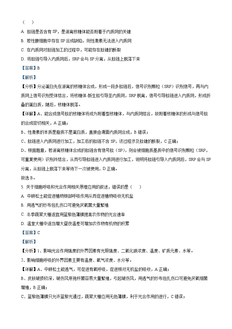 四川省自贡市第一中学校2024-2025学年高三上学期10月考试生物试题 Word版含解析第3页