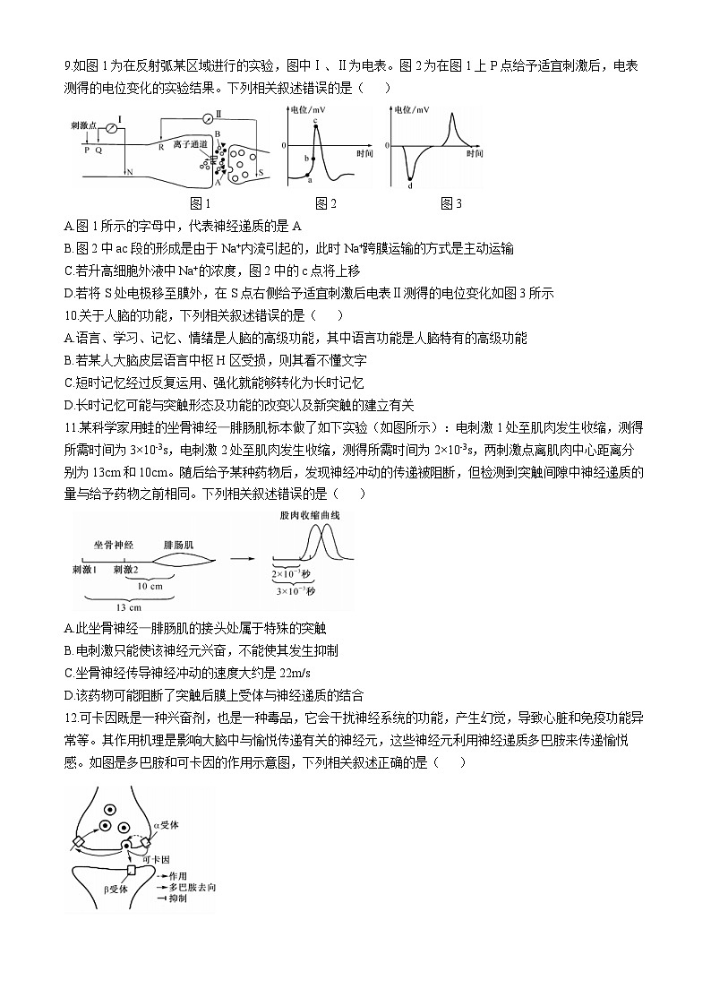 湖北省宜昌市协作体2024-2025学年高二上学期期中考试生物试题第3页