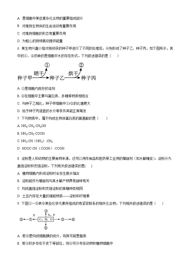 湖南省长沙市长郡中学2024-2025学年高一上学期期中考试生物试卷（Word版附解析）02