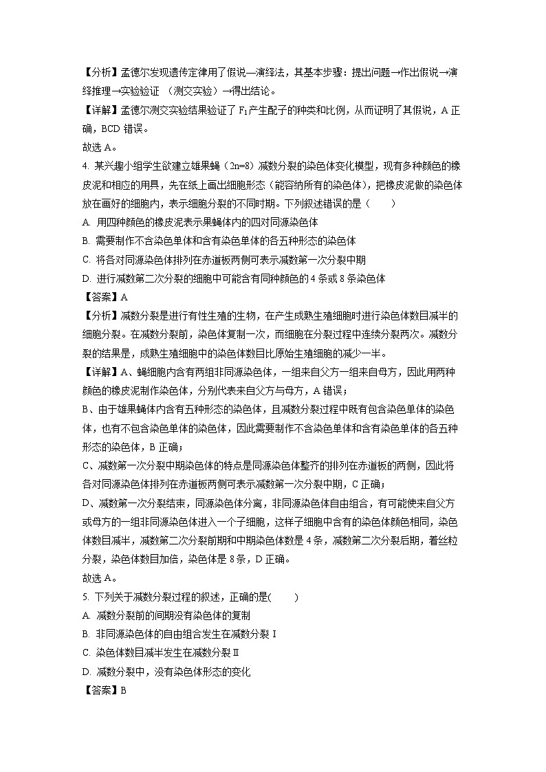 江苏省无锡市江阴市四校联考2023-2024学年高一下学期4月期中生物试卷(解析版)02