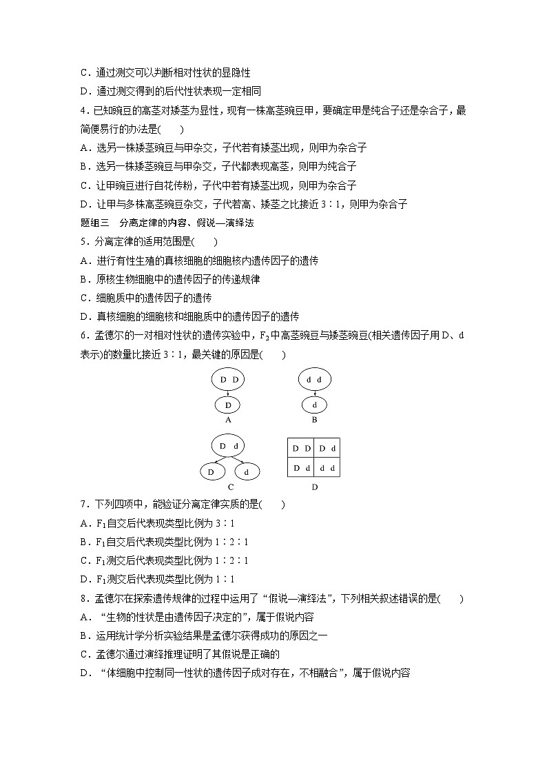 第1章　第1节　第2课时　对分离现象解释的模拟实验及验证（练习）第2页