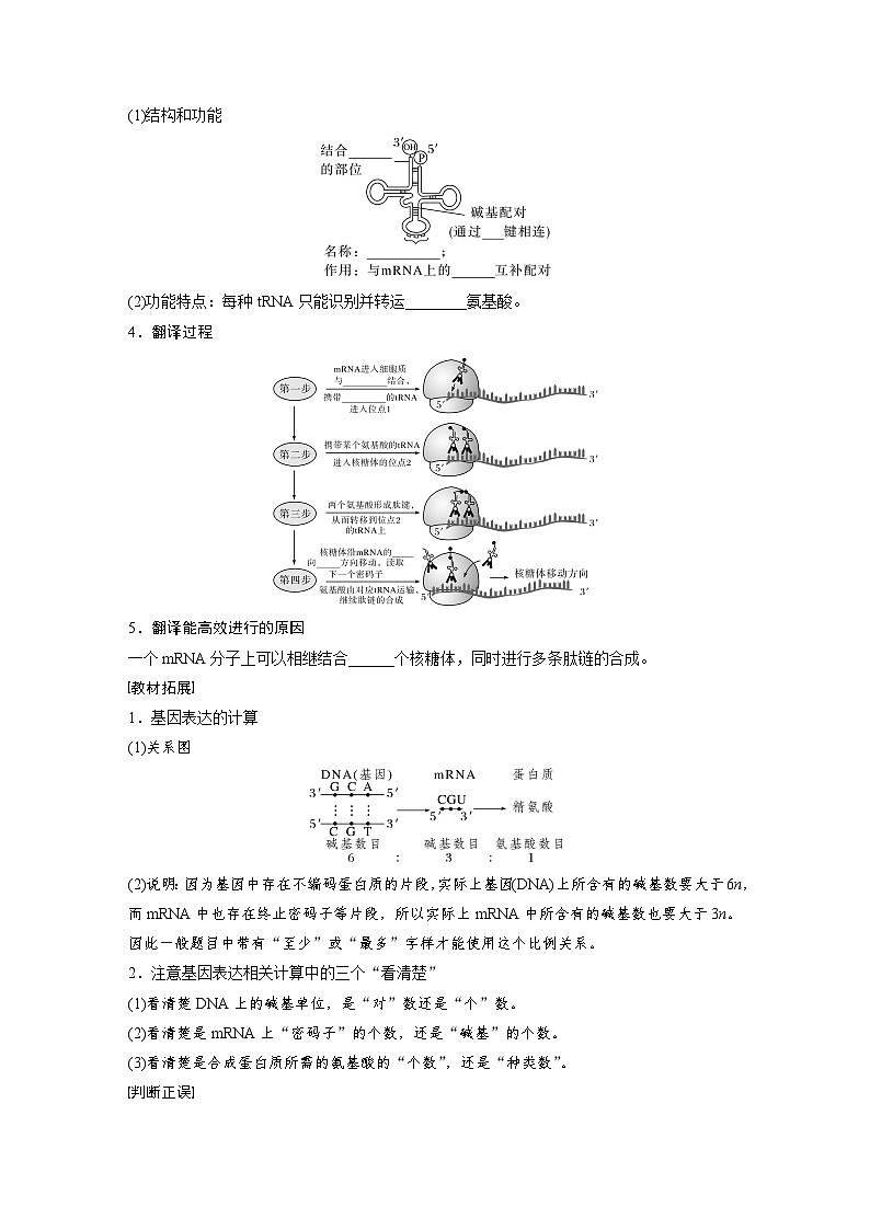 第4章　第1节　第2课时　遗传信息的翻译、中心法则（学习笔记）第2页