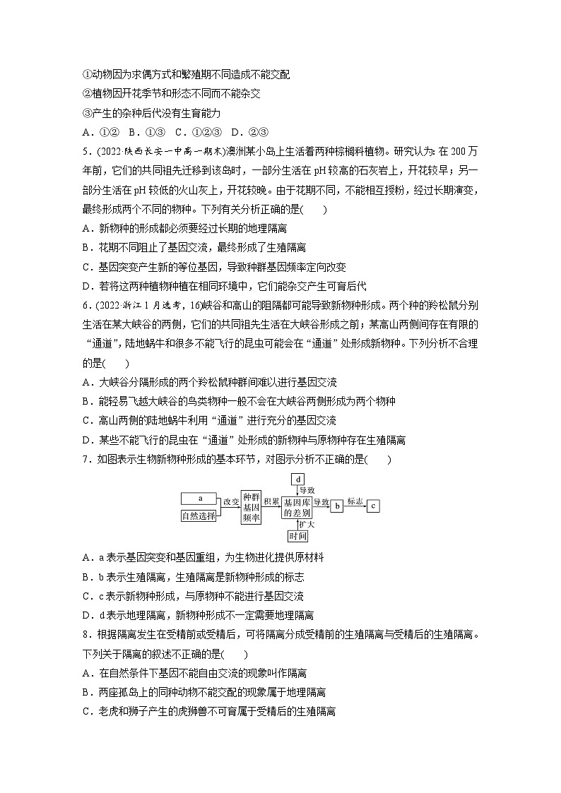 第6章　第3节　第2课时　隔离在物种形成中的作用（练习）第2页