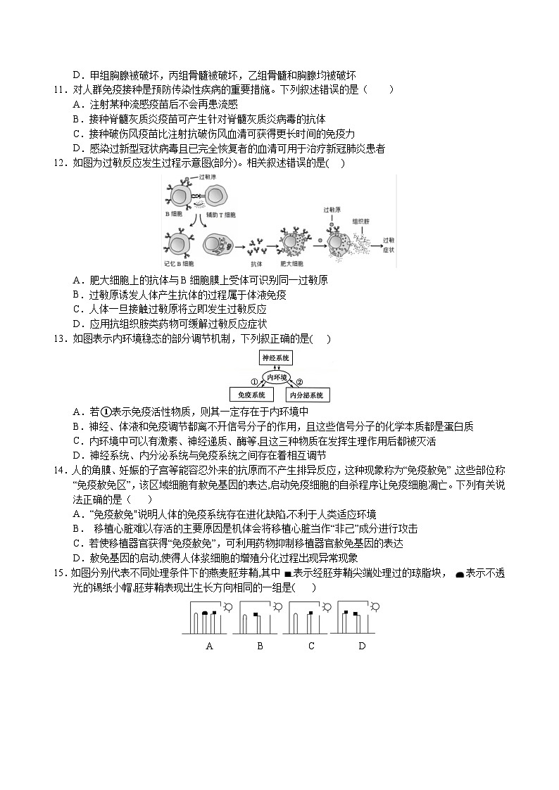 四川省广安友谊中学2023-2024学年高二上学期期中考试生物试题03