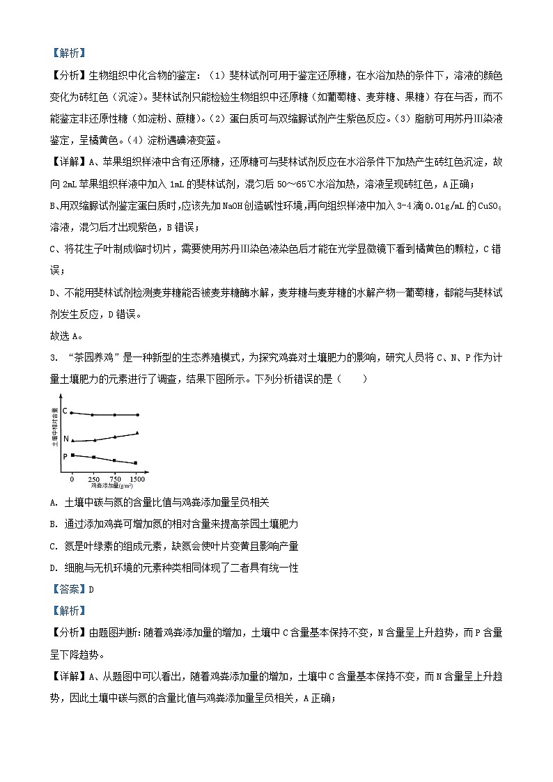 河南省南阳市2023_2024学年高三生物上学期第一次月考含解析02
