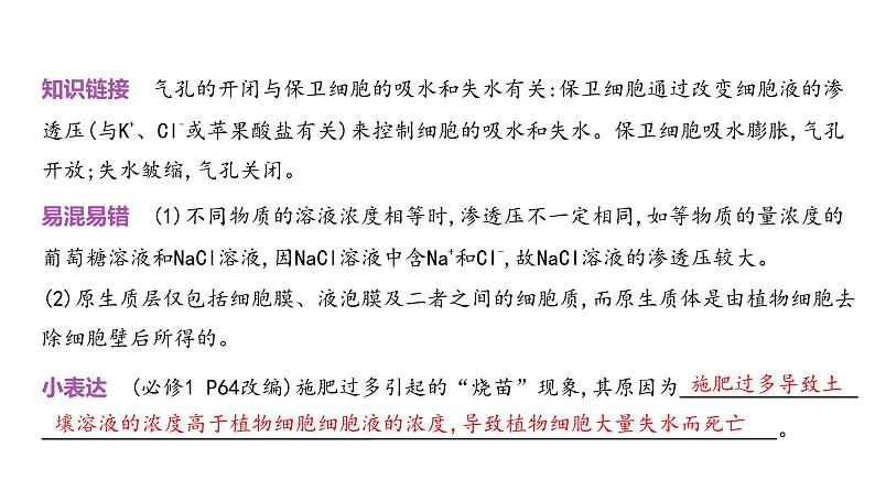 高考生物二轮复习讲解课件：专题3  细胞的物质输入和输出第7页