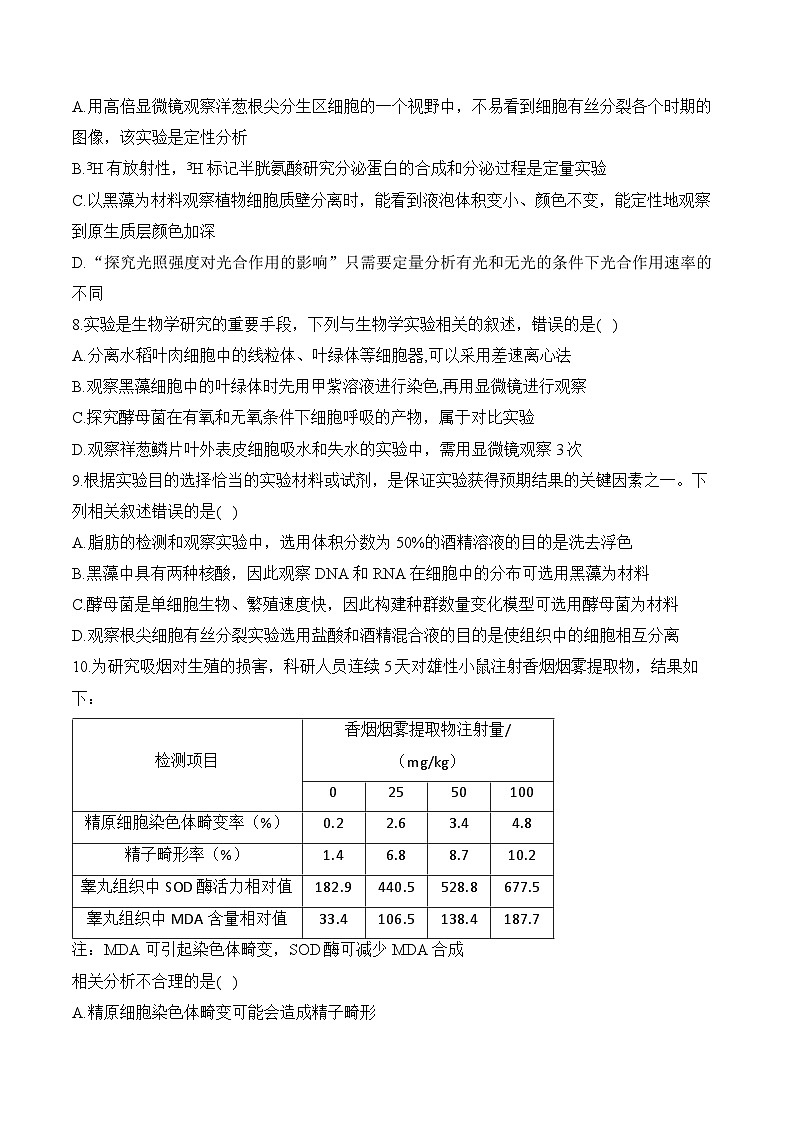 专题13 实验与探究（选择题）-2025年高考生物二轮复习模块考分练【新高考版】（含解析）第3页