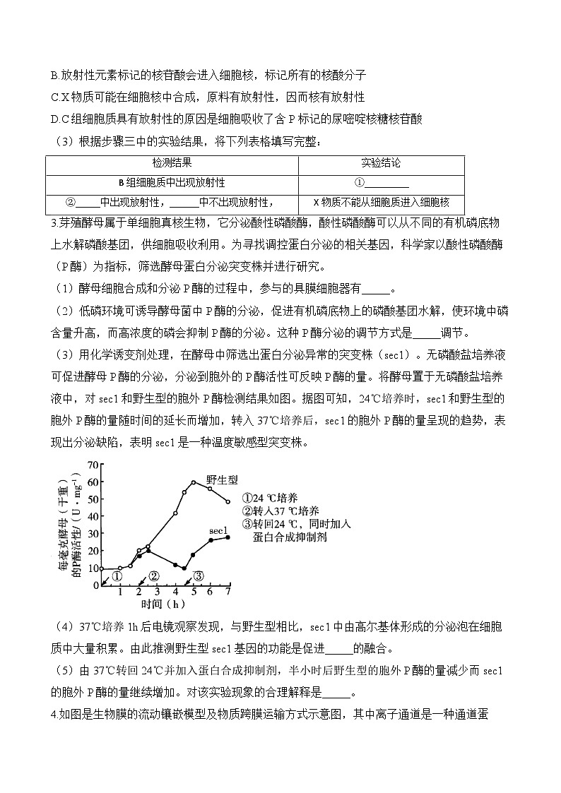 专题2 细胞的结构与物质运输（非选择题）-2025年高考生物二轮复习模块分练【新高考版】（含解析）第3页