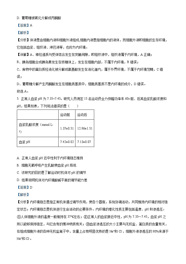 2025北京市北理工附中高二上学期10月月考生物试题含解析03
