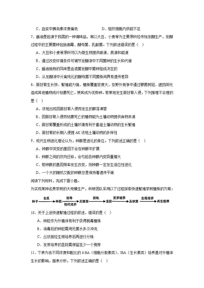 2025届浙江省温州市高三一模生物试题第2页