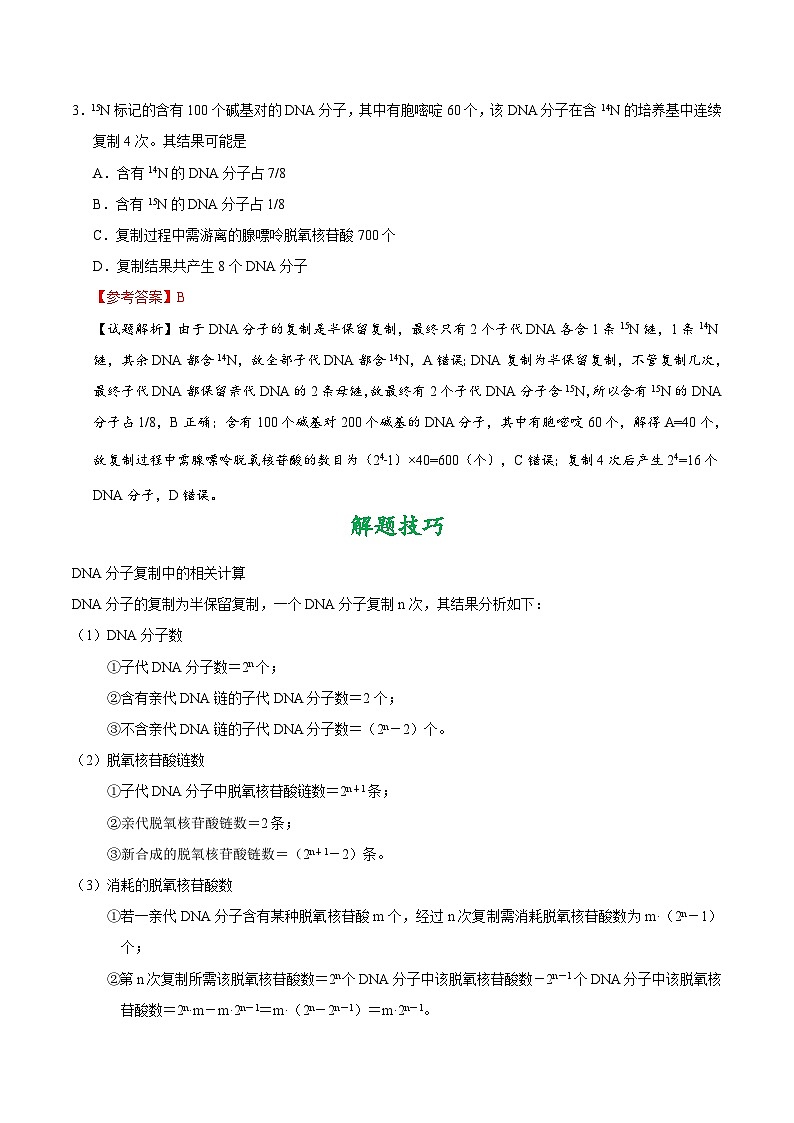 备战2025年高考生物考点一遍过考点29DNA的复制教案（Word版附解析）03