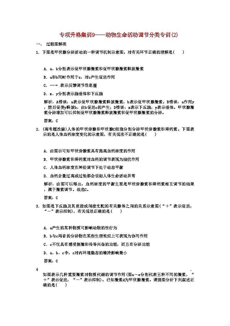2022年创新设计高考生物一轮复习强化训练9动物生命活动调节分类专训2第1页