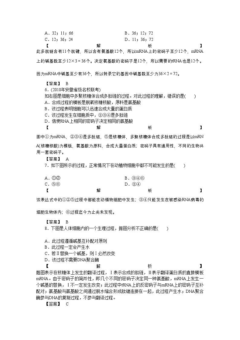 2022年龙门亮剑高三生物一轮复习第4章基因的表达课后活页作业新人教版必修2第2页