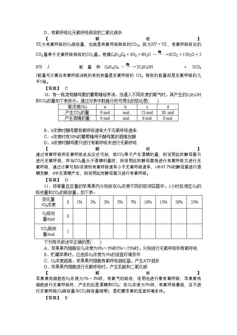 2022年龙门亮剑高三生物一轮复习第5章第23节细胞的能量通货ATPATP的主要来源细胞呼吸课后活页作业新人教版必修1第3页