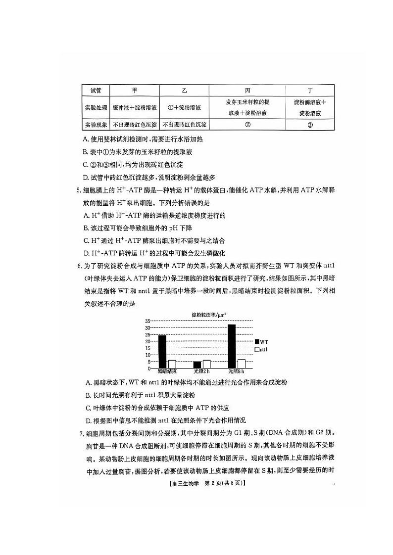 江西省部分高中学校2024-2025学年高三上学期联考生物试卷第2页