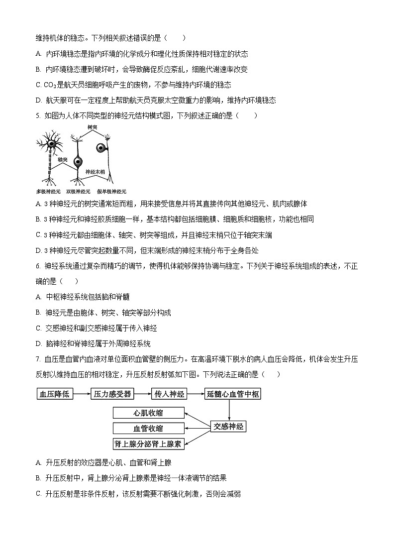 四川省自贡市第一中学2024-2025学年高二上学期10月月考生物试题无答案第2页
