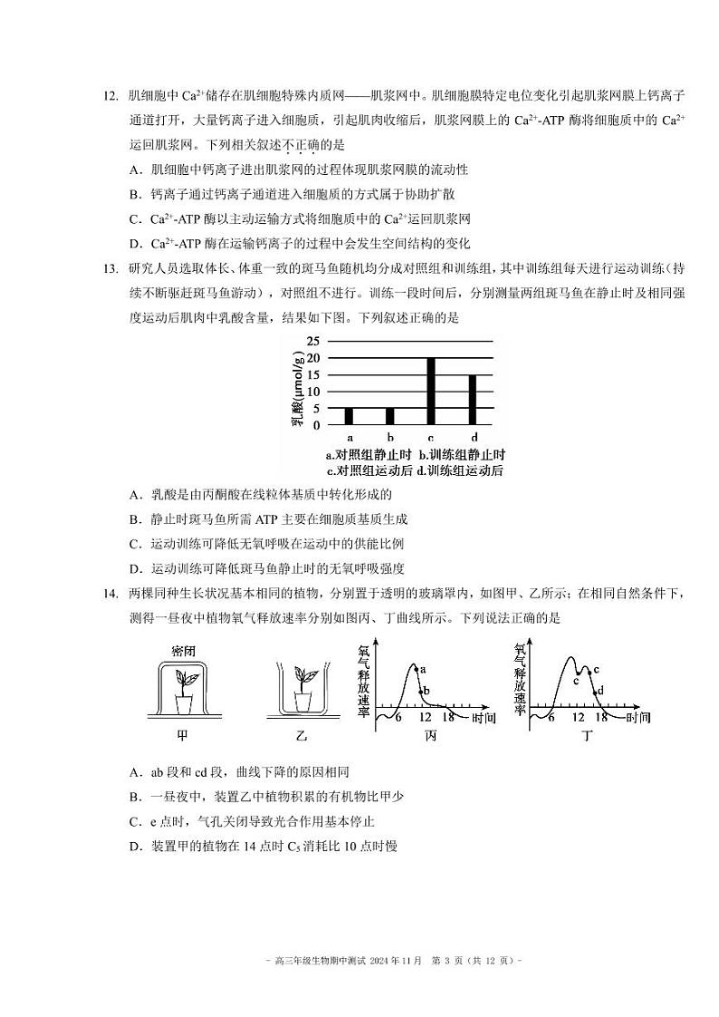 2024-2025-二中-高三期中-生物（试题） 最终第3页