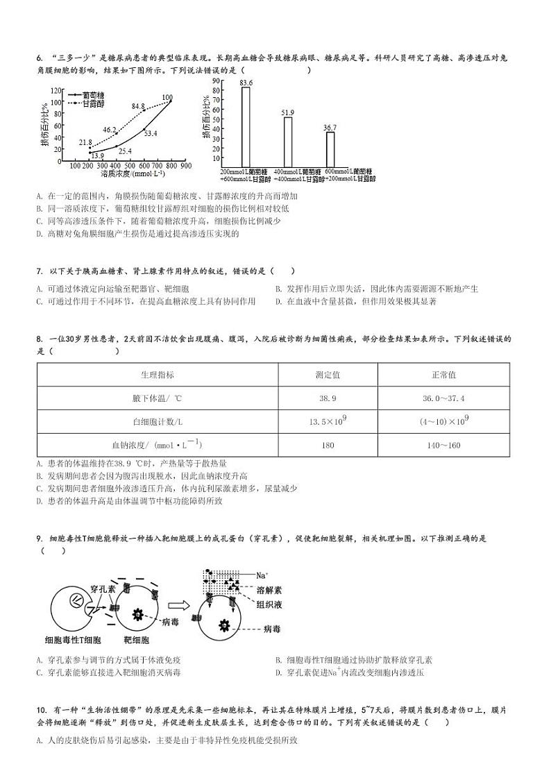 2024～2025学年湖南长沙天心区长郡中学高二上学期期中生物试卷[原题+解析版]第2页