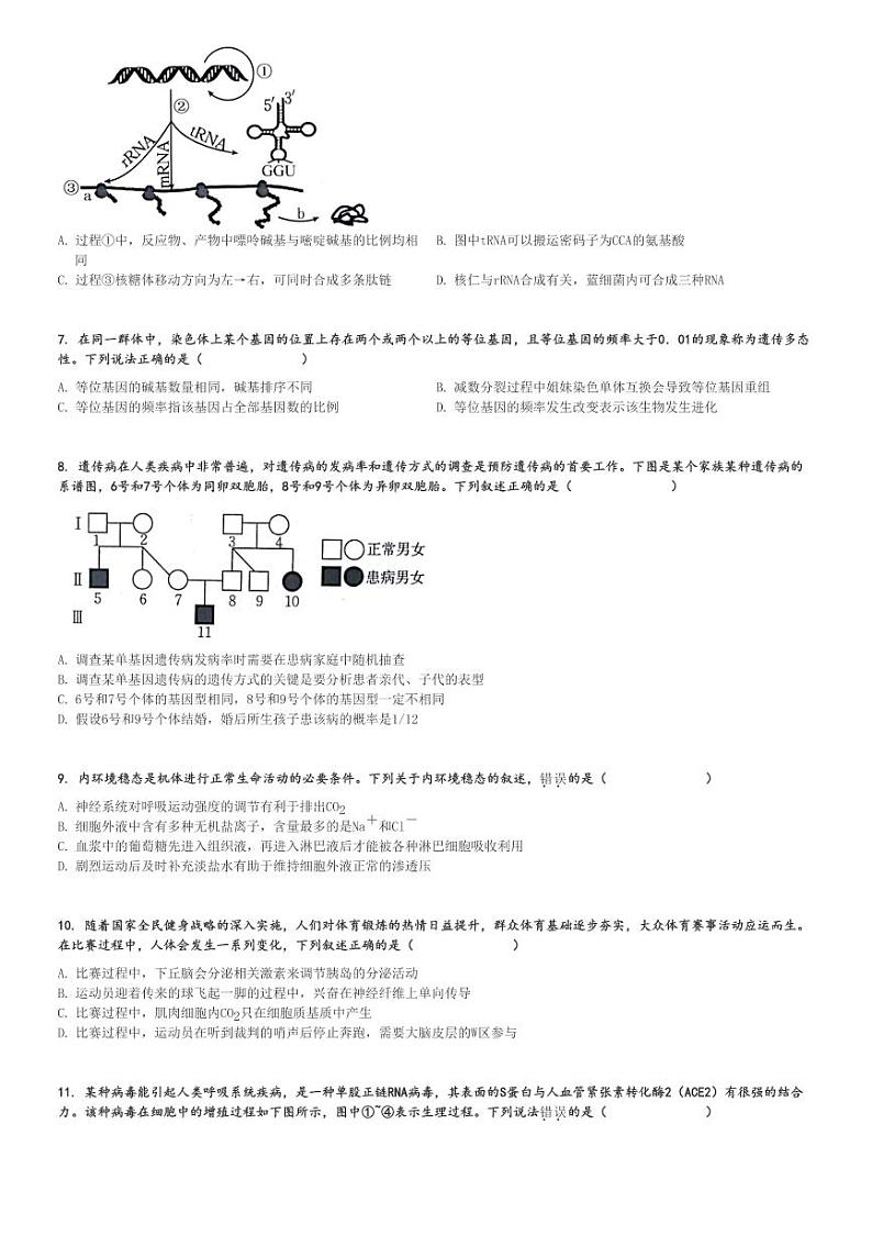 2024～2025学年甘肃白银靖远县靖远县第二中学高三上学期期中生物试卷(11月)[原题+解析版]第2页