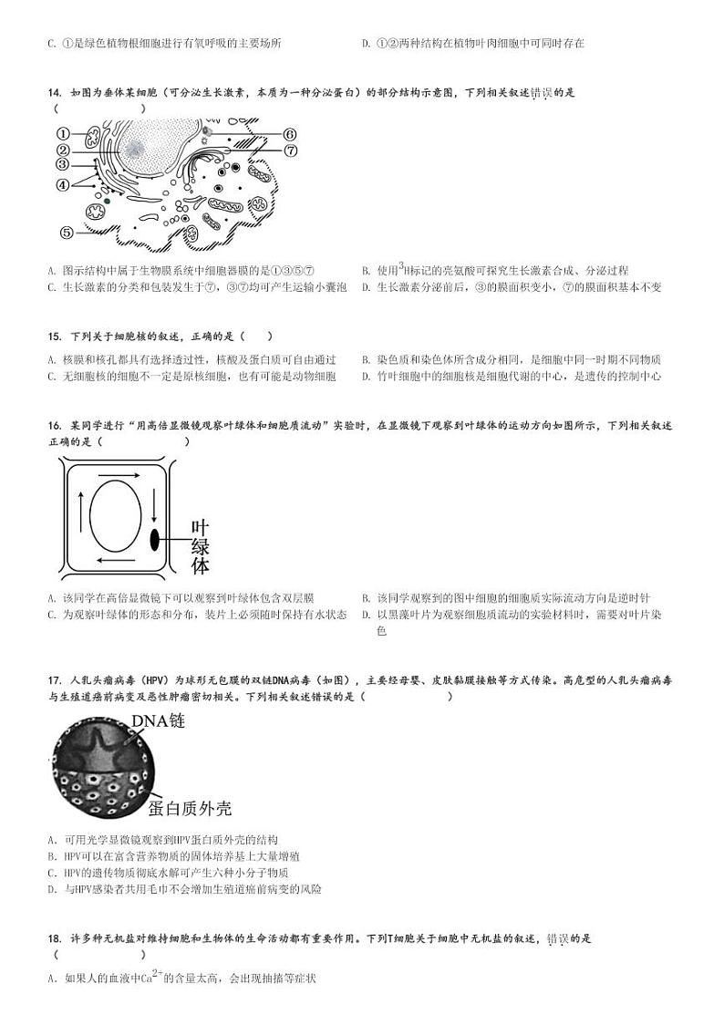 2024～2025学年辽宁朝阳朝阳县高一上学期期中生物试卷(重点中学11月)[原题+解析版]03