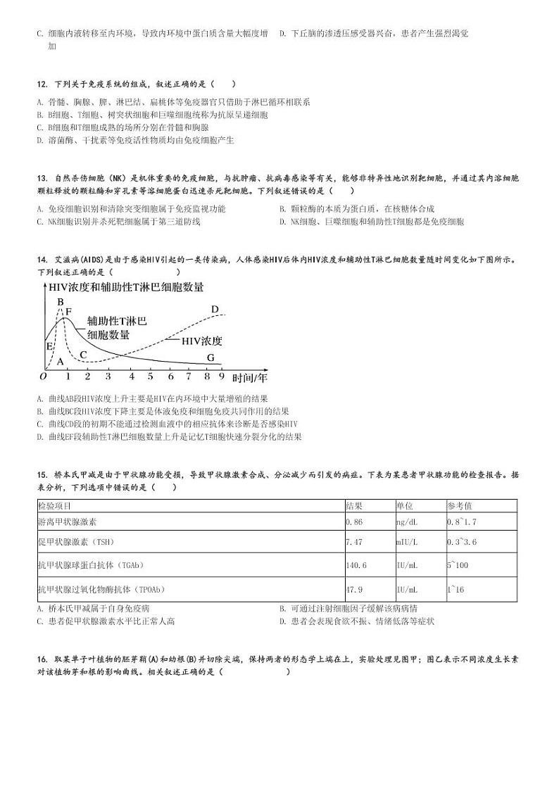 2024～2025学年四川成都郫都区高二上学期期中生物试卷[原题+解析版]第3页