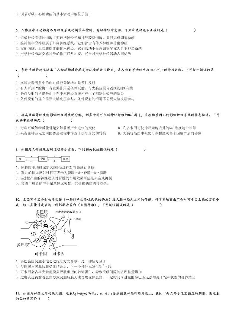 2024～2025学年陕西榆林子洲县子洲中学高二上学期期中生物试卷[原题+解析版]第2页