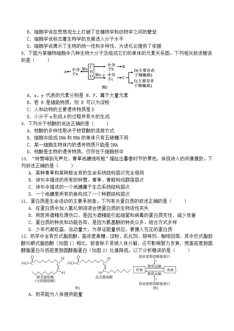 四川省达州市外国语学校2024-2025学年高一上学期10月月考生物试题第2页