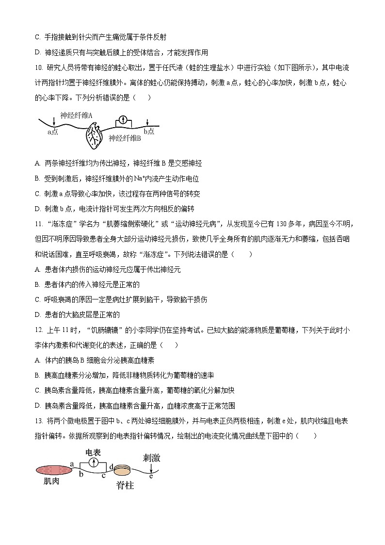 广西壮族自治区河池市2024-2025学年高二上学期10月月考生物试题  Word版无答案第3页