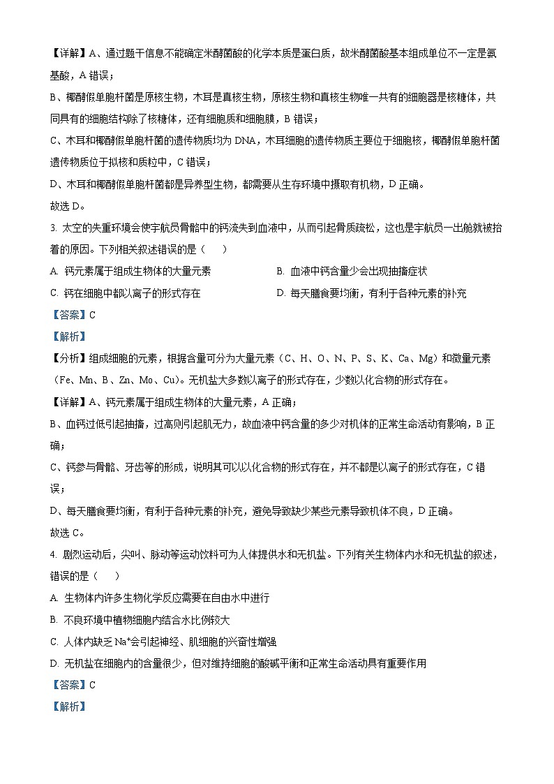 2025衡阳衡阳县一中高一上学期11月期中考试生物试题含解析02