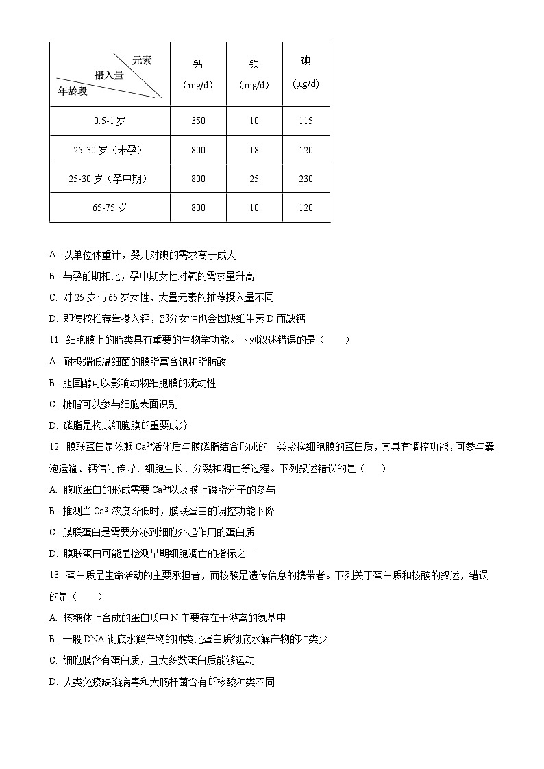 2025衡阳衡阳县一中高一上学期11月期中考试生物试题含解析03