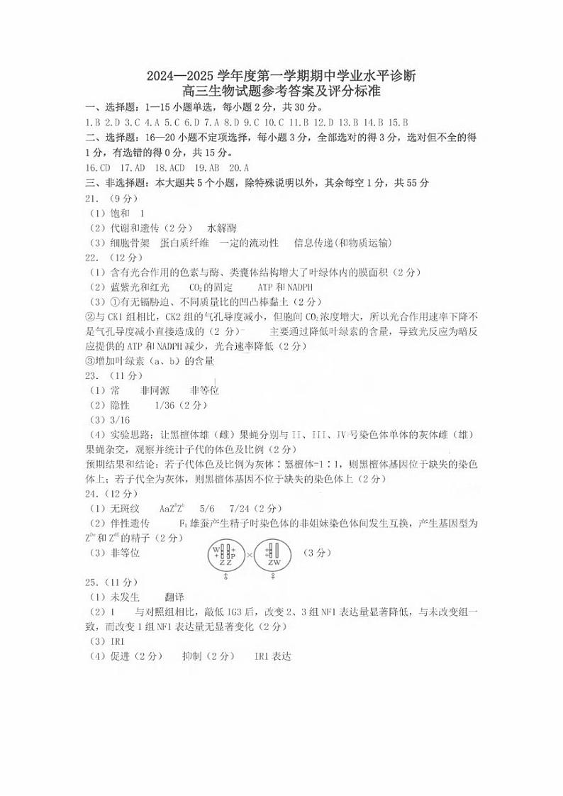 生物试卷答案第1页