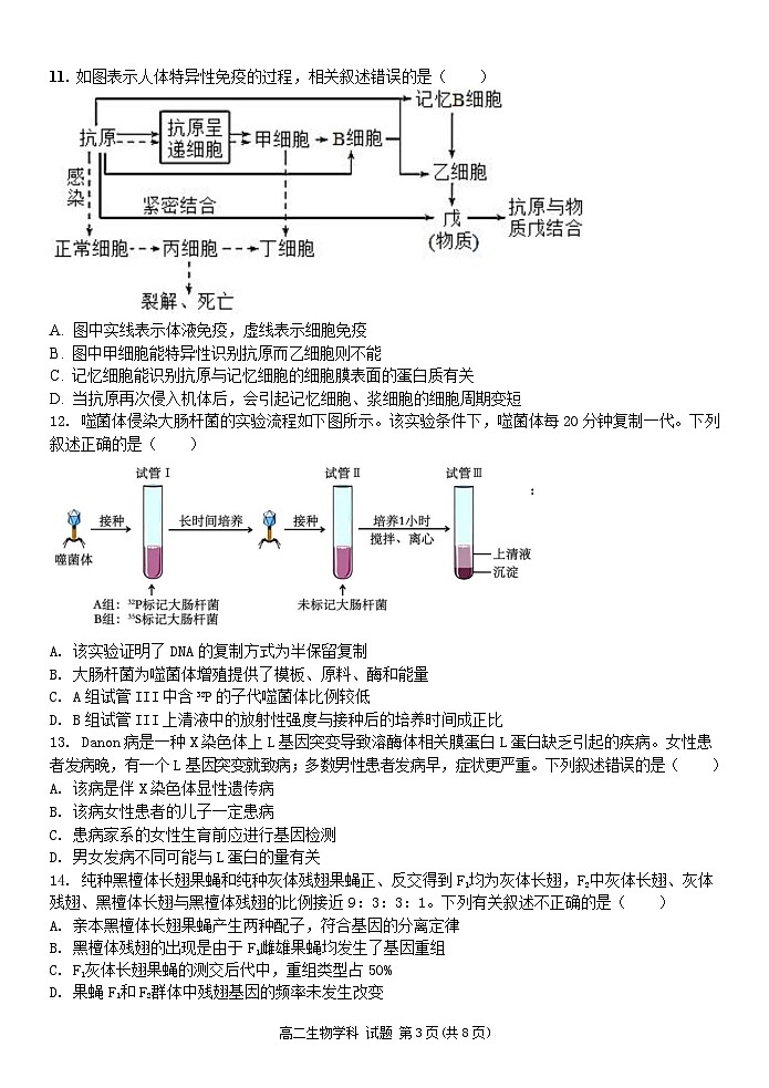 浙江省宁波五校联盟2024-2025学年高二上学期期中联考生物试卷第3页