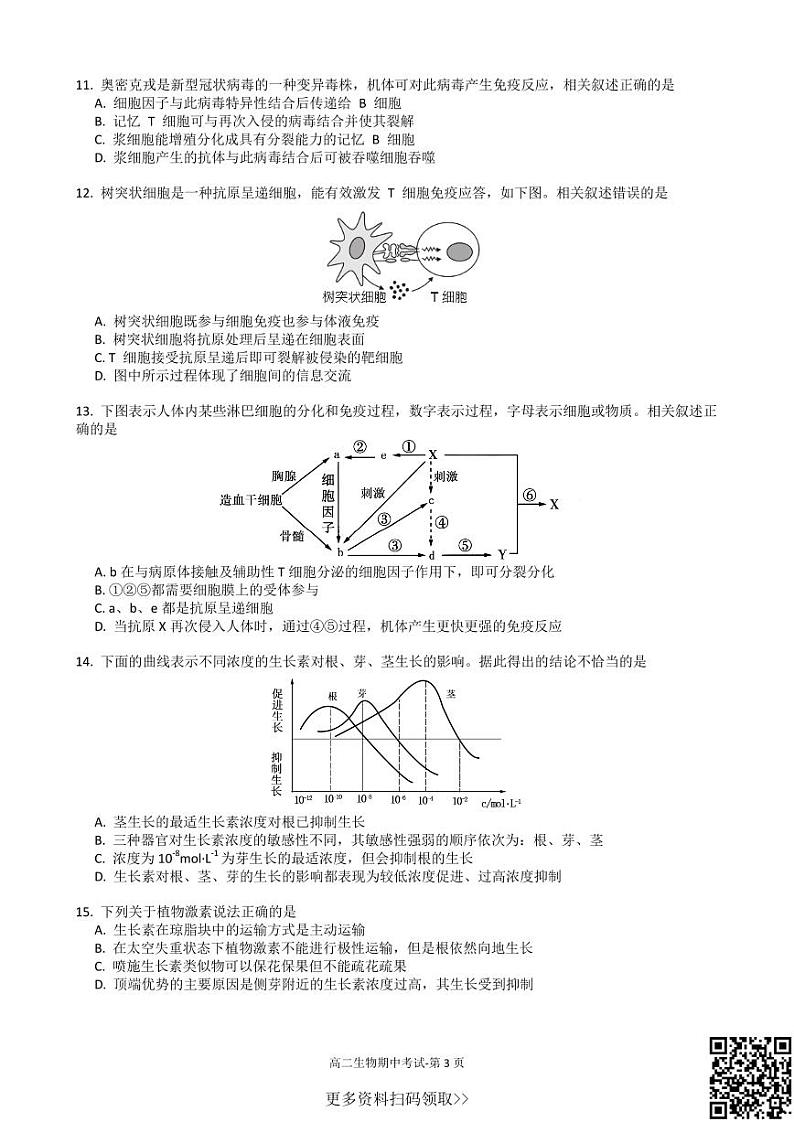 2024北京日坛中高二上学期期中生物试卷第3页