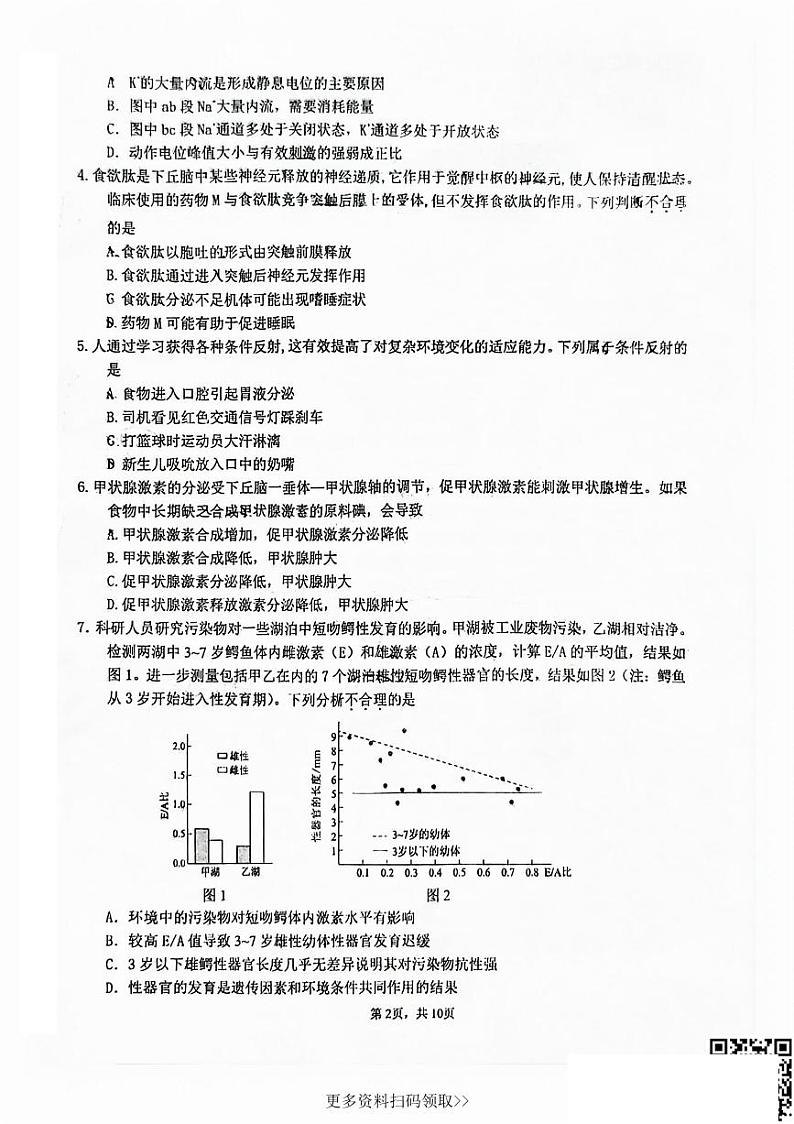 2024北京十四中高二上学期期中生物试卷第2页