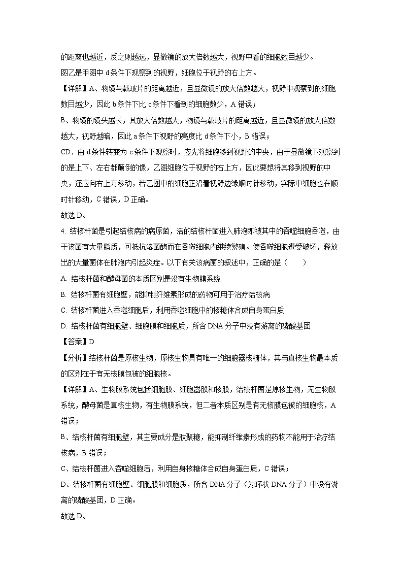 山东省部分学校2024-2025学年高一上学期10月学情诊断联合考试生物试卷（解析版）第3页