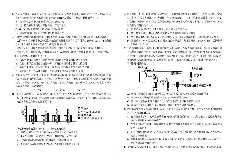 生物-安徽省六安第一中学2025届高三上学期第三次（11月）月考试题和答案第2页