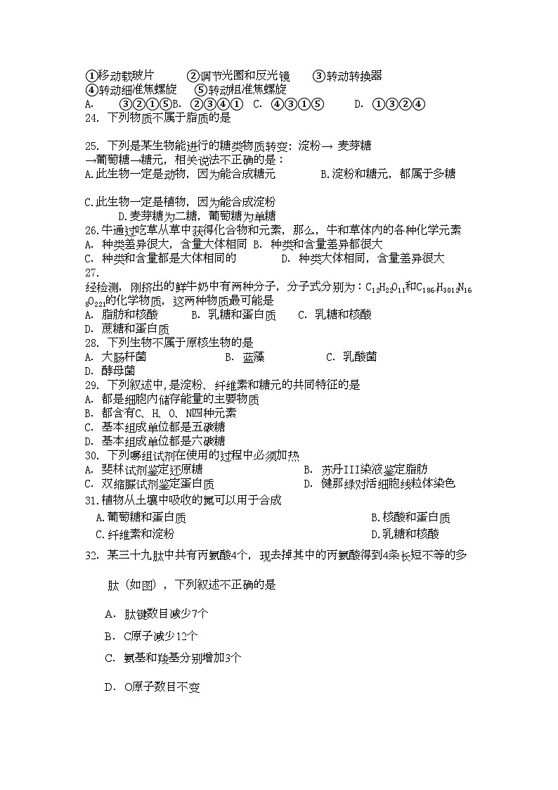 2022年辽宁省大连市五校协作体高一生物上学期期中考试第3页