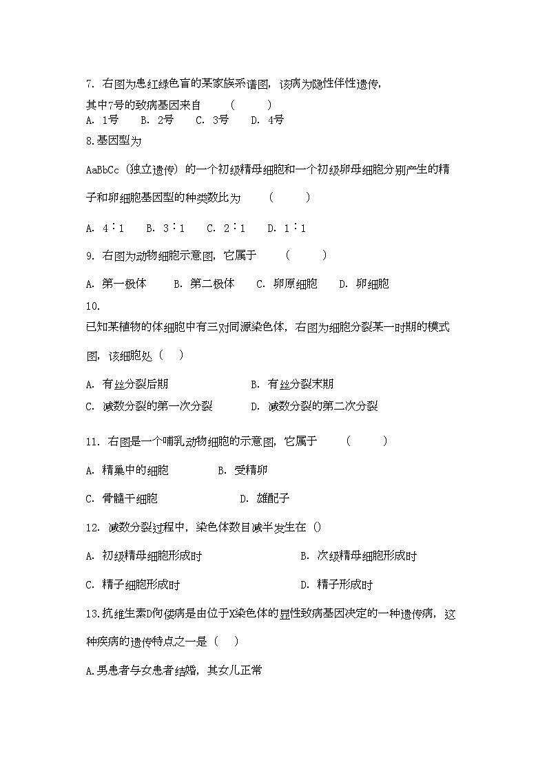 2022年福建省厦门市杏南高三生物上学期期中试题新人教版会员独享02