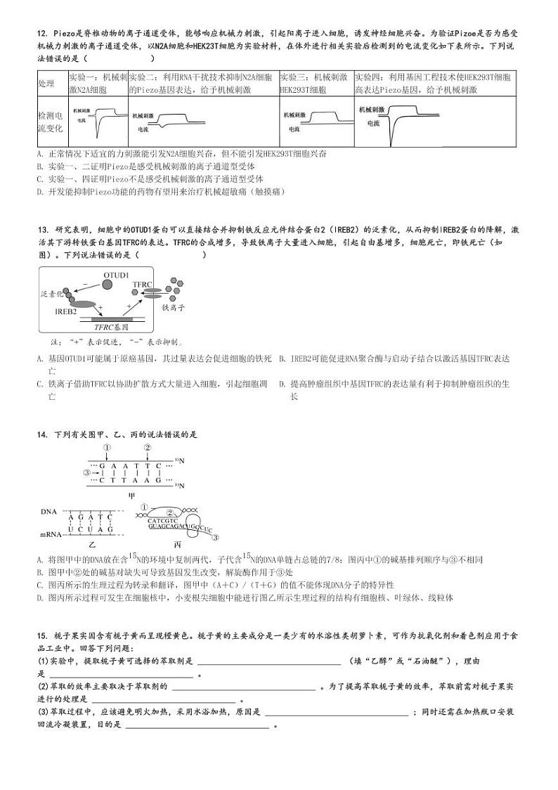 2024～2025学年甘肃兰州城关区兰州市第一中学高三(上)期中生物试卷(11月)[原题+解析]第3页
