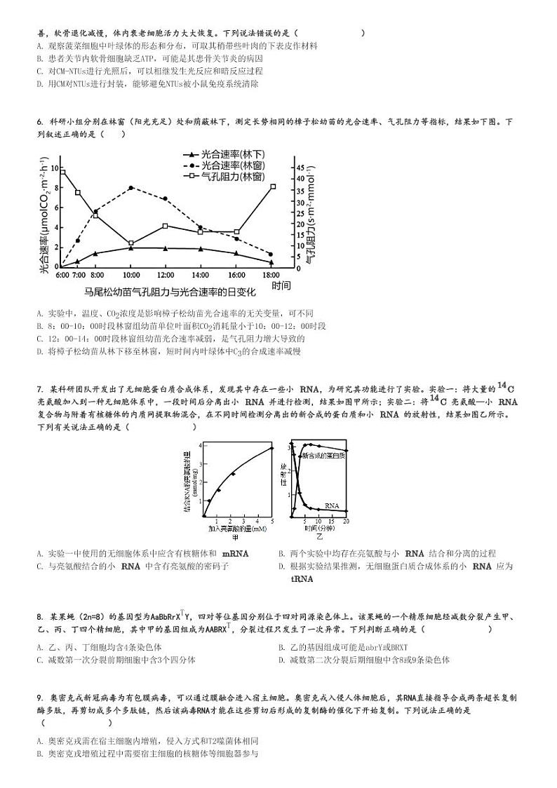2024～2025学年11月山东泰安泰山区山东省泰安第一中学高三(上)月考生物试卷[原题+解析]第2页
