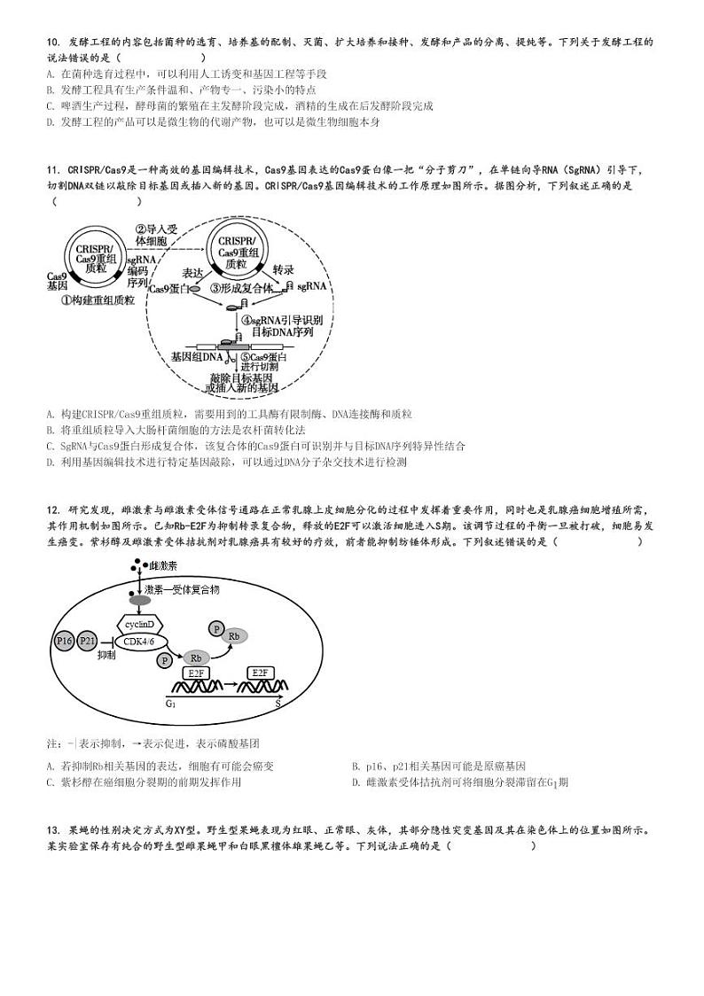 2024～2025学年10月湖南常德汉寿县湖南省汉寿县第一中学高三(上)月考生物试卷[原题+解析]第3页